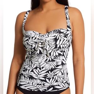 Bleu Rod Beattie Urban Oasis Tankini Swim Top plus 22 Black White NWOT